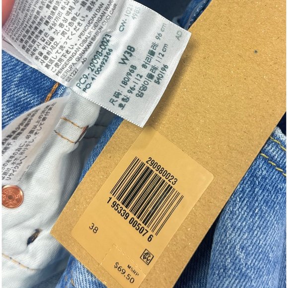 Levis 501 93 Straight Cropped Men 38 Light Blue Jeans Denim Button Fly 290980023 - Picture 10 of 12